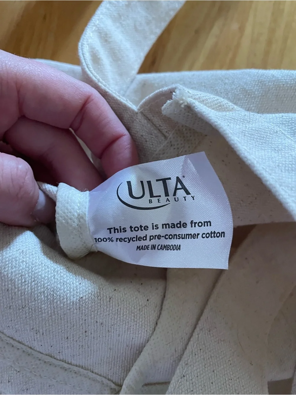 Ulta Beauty White Canvas Tote with Pink & Orange Graphic